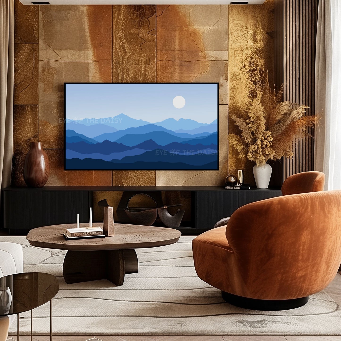 Blue Abstract Mountains 4K TV Art | Minimal Landscape Art for TV Screen