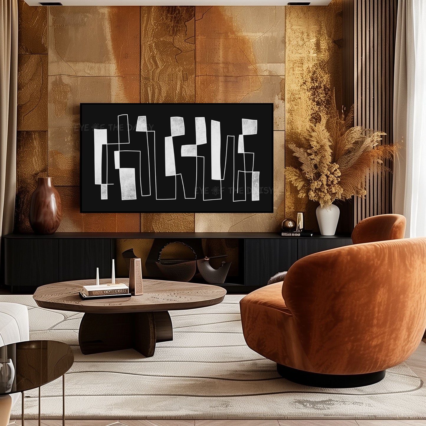 Black & White Contemporary Line Abstract 4K TV Art | Mid Century Modern TV Artwork 4K