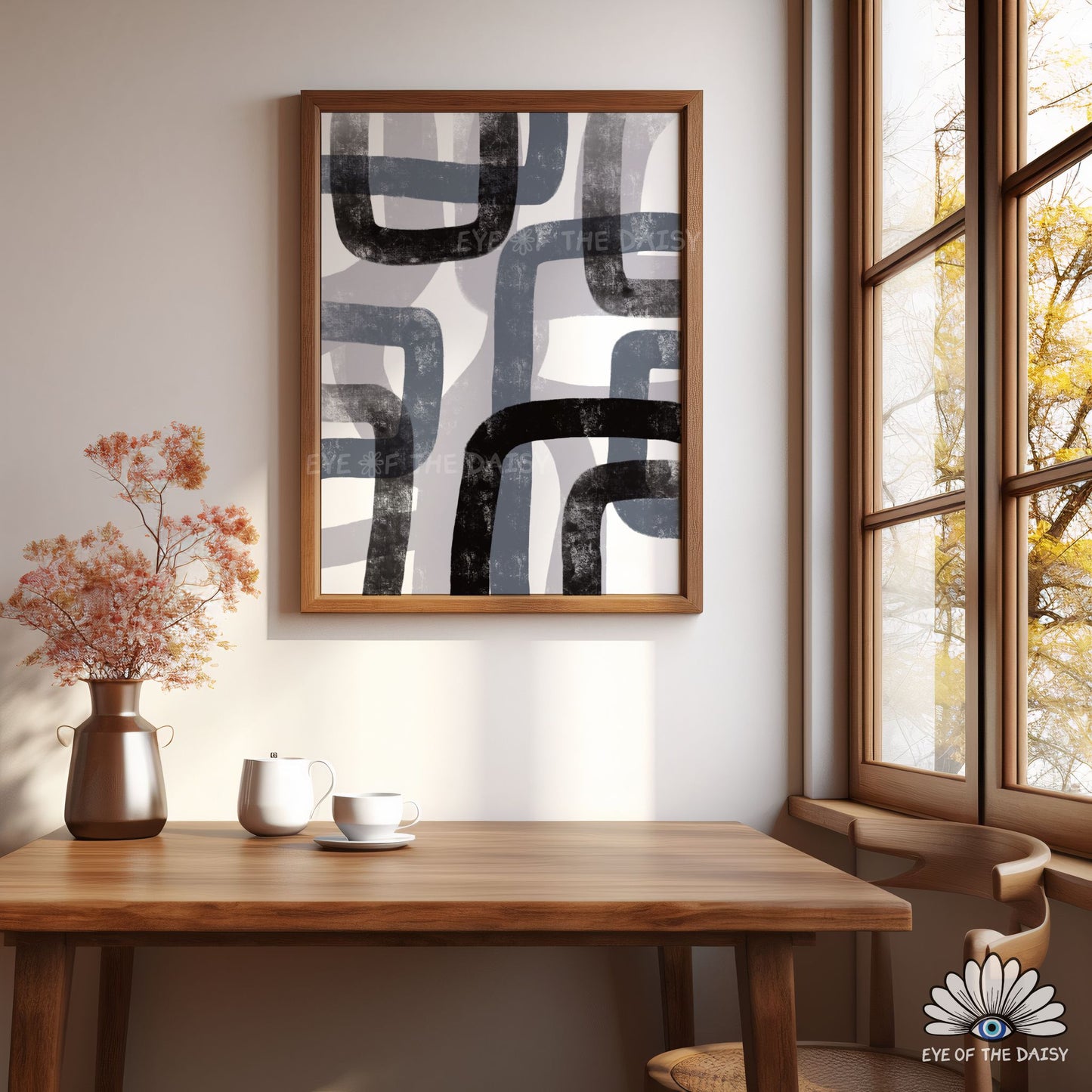 Contemporary textured monochrome abstract poster, modern Japandi style for living room, hallway, or house entrance wall art