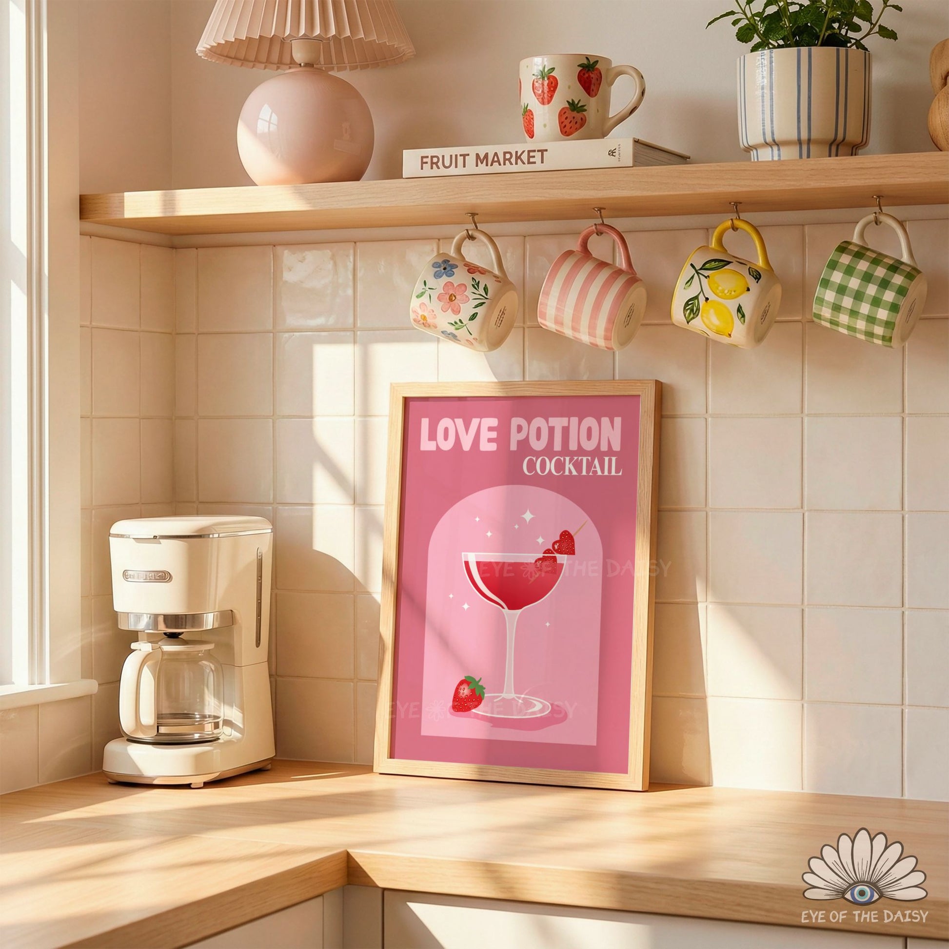Love Potion drinks poster digital download, retro and fun gallery wall print for bar cart or party decor
