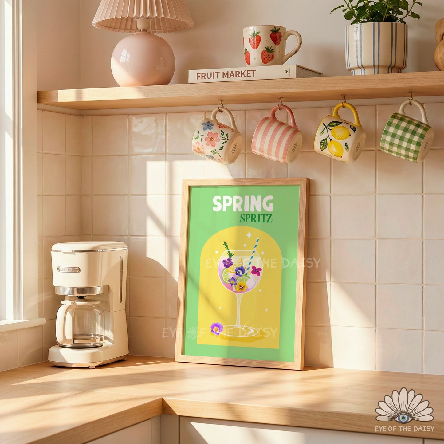 Vibrant Spring Spritz cocktail printable wall art decor, kitchen and bar cart poster