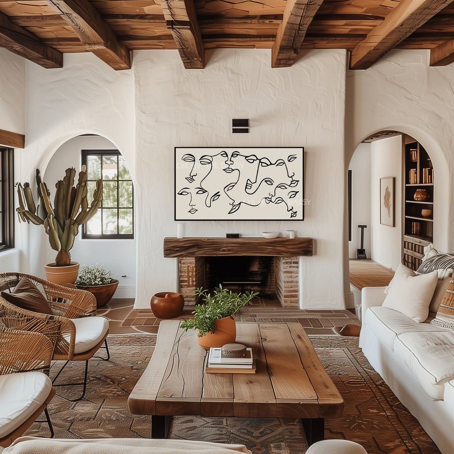 Abstract Faces 4K TV Art | Contemporary Face Line Art for TV Screen