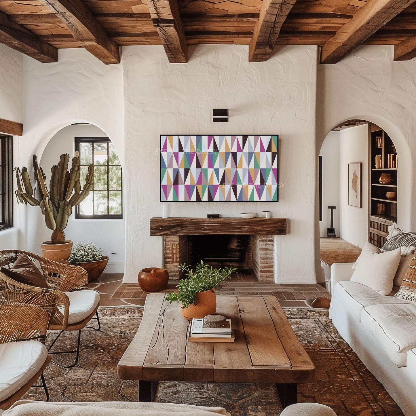 Purple Green Gold Blue Geometric Abstract 4K TV Art | Contemporary TV Artwork 4K