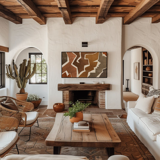 Brown Tan Grey Boho Abstract 4K TV Art | Geometric Animal Print Art for TV Screen