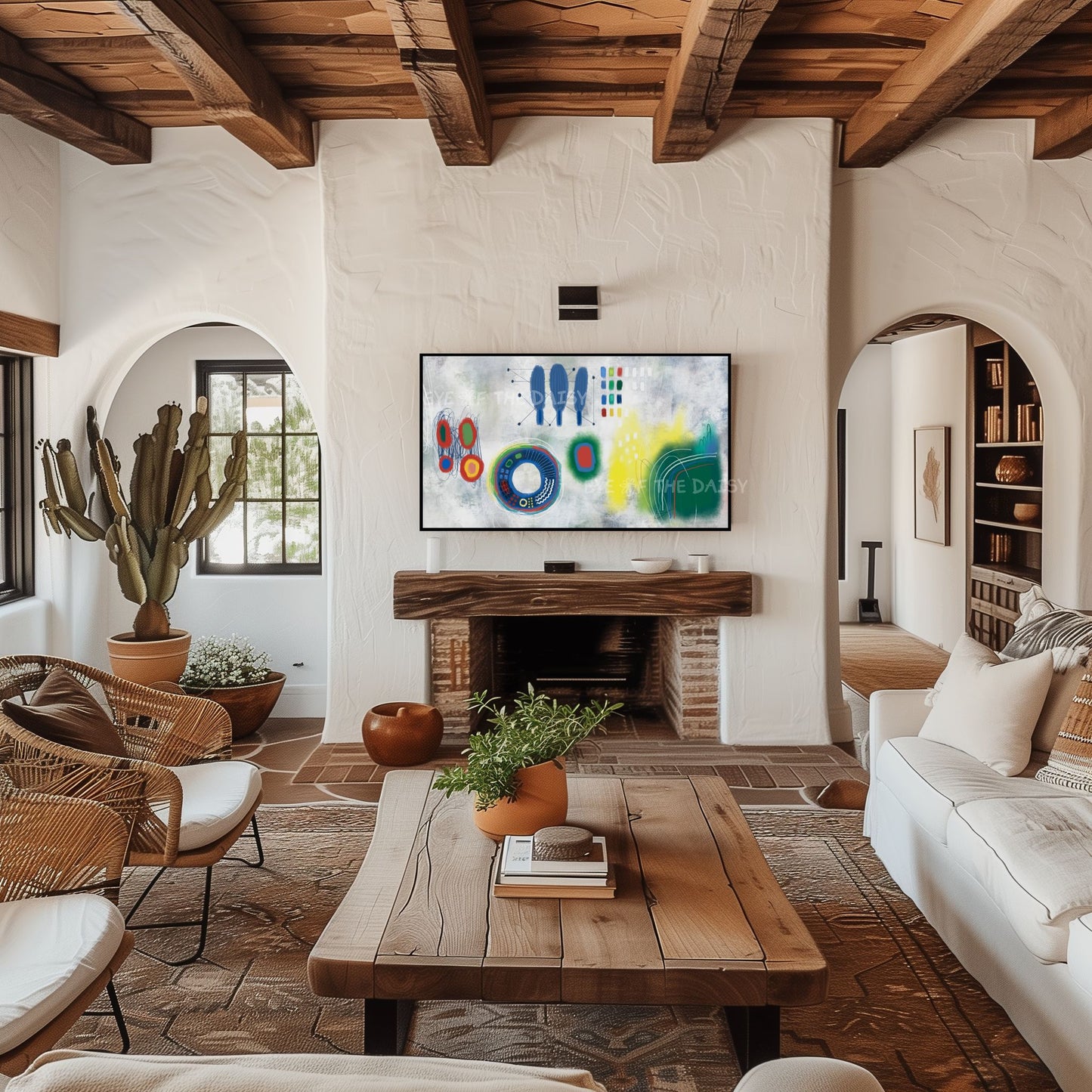 Green Yellow Blue Red Contemporary Abstract 4K TV Art | Quirky Modern TV Art 4K