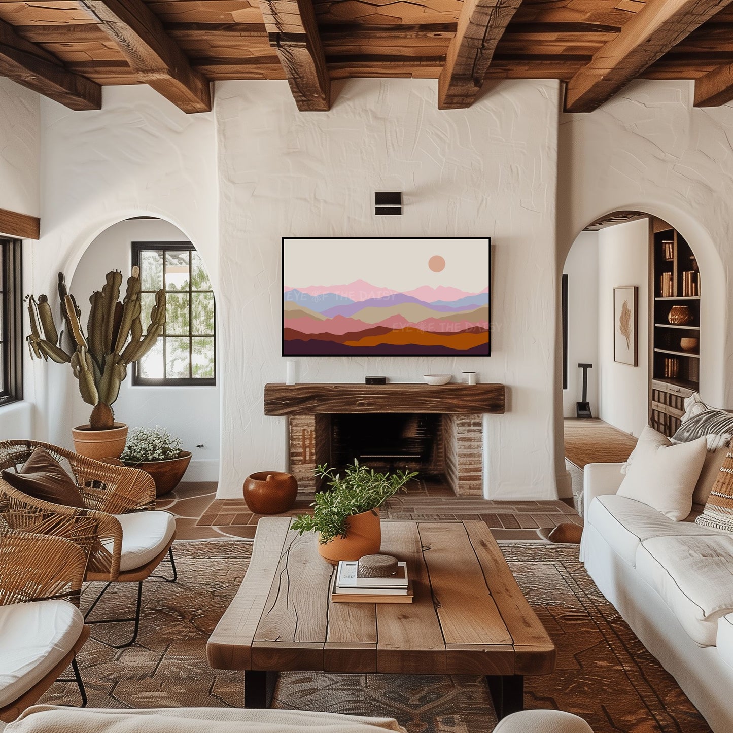 Boho Mountain Landscape TV Art 4K | Mid Century Modern 4K Art for TV Screen