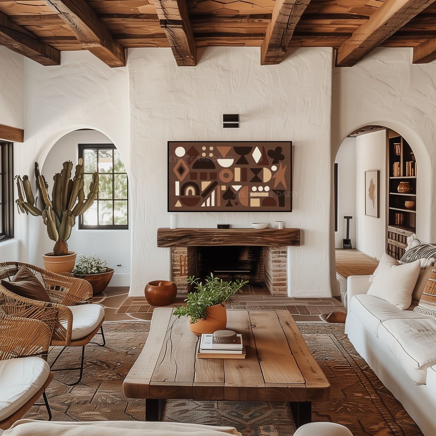 Brown Beige Cream Abstract Shapes 4K TV Art | Contemporary Mid Century Modern TV Art