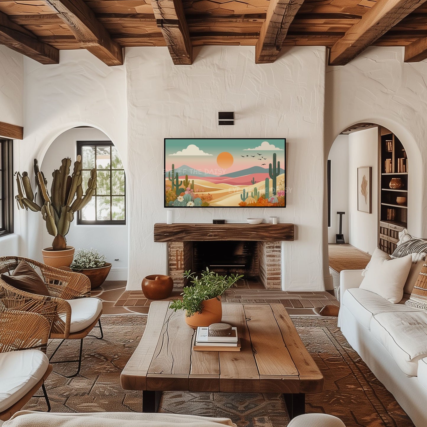 Cactus Landscape 4K TV Art | Boho Southwestern Cactii Desert 4K Art for TV Screen