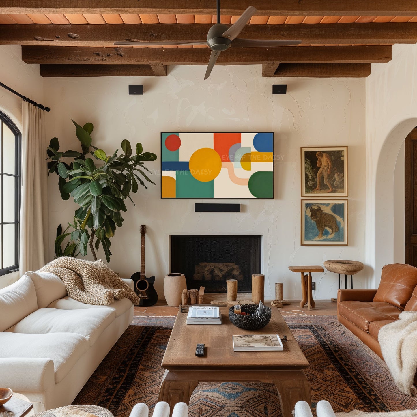 Red Mustard Green Blue Mid Century Modern TV Art 4K | Contemporary Abstract 4K TV Art