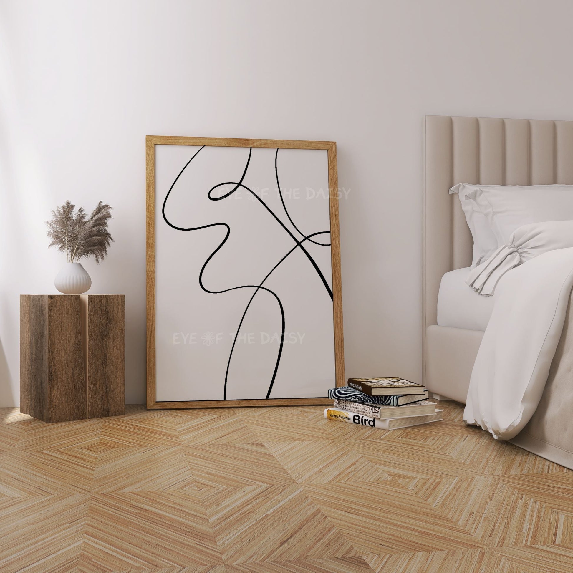 Black abstract line poster set of 3, minimalist digital art prints perfect for trendy Scandinavian bedroom or downloadable wall decor