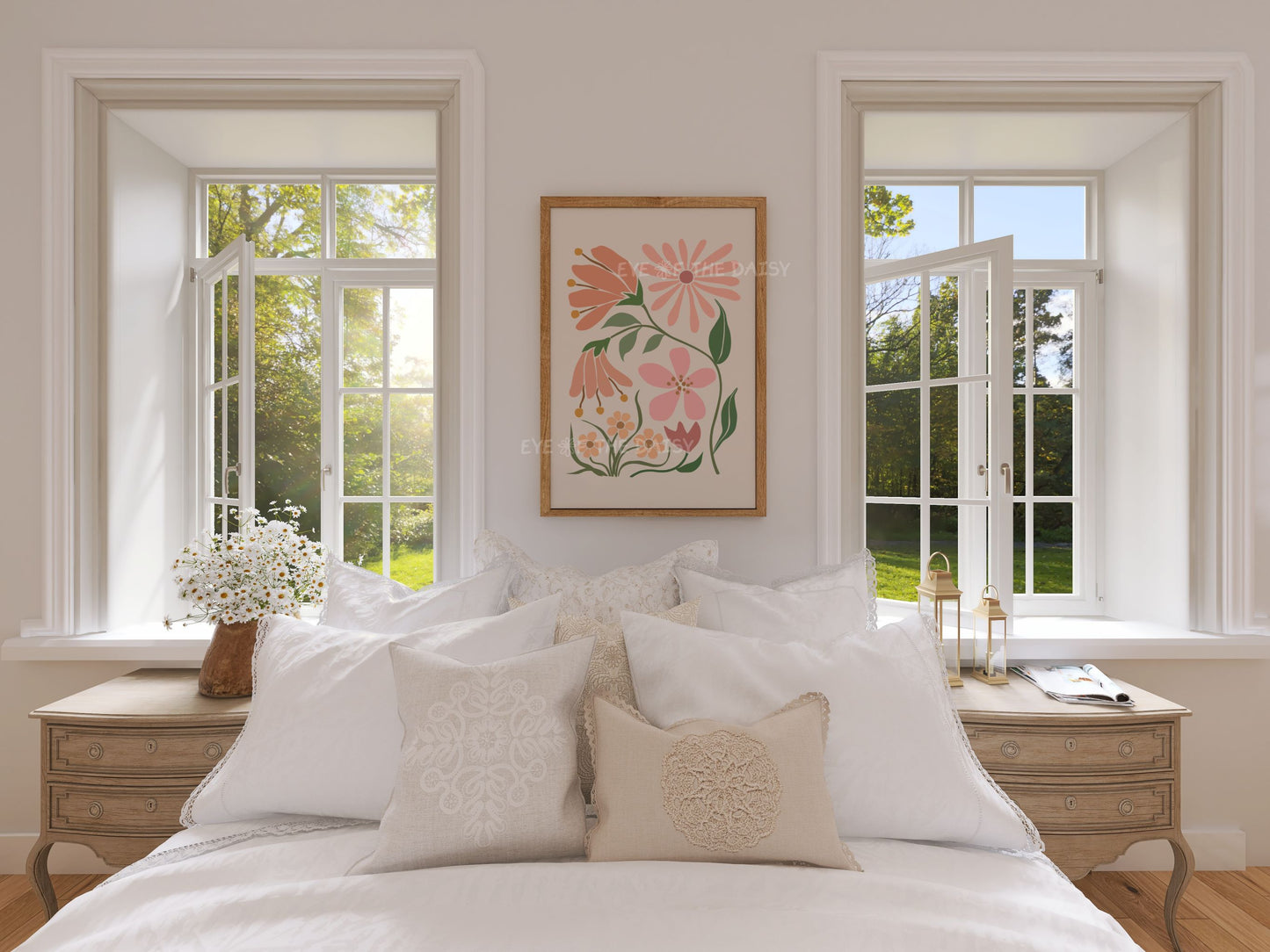 Blush abstract flower wall art – minimalist boho floral print, digital download in warm neutral tones, perfect for bedroom gallery wall