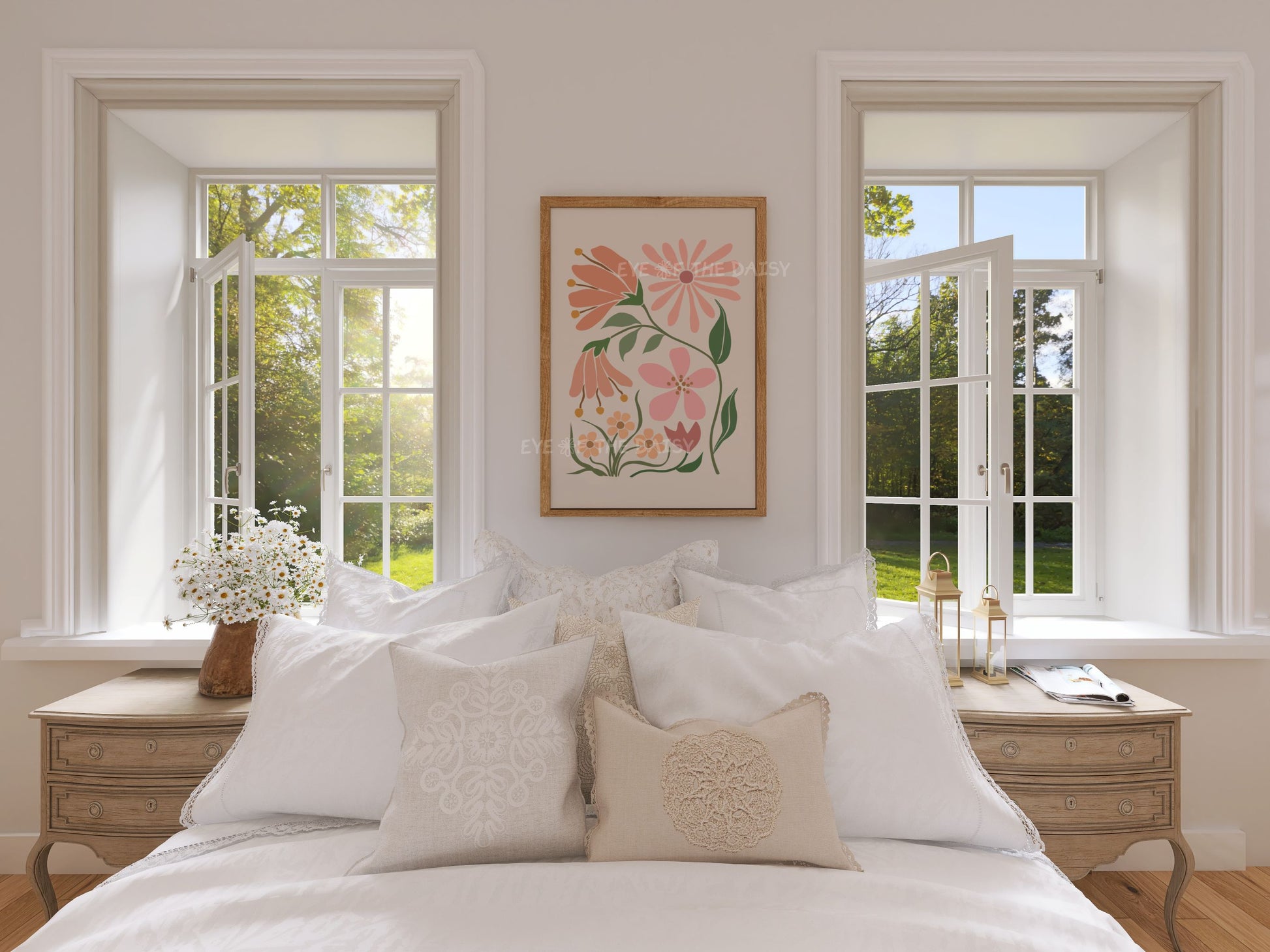 Blush abstract flower wall art – minimalist boho floral print, digital download in warm neutral tones, perfect for bedroom gallery wall