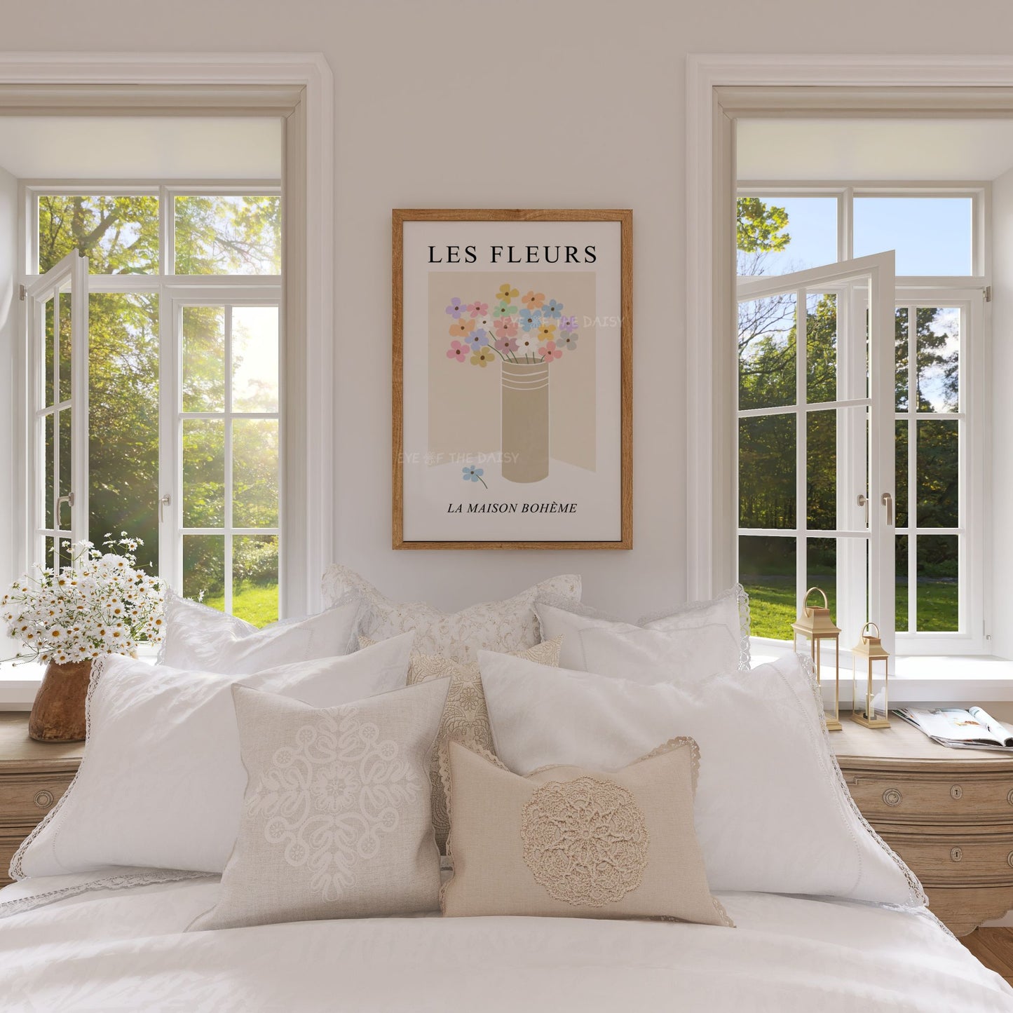 Pastel Flowers in Vase Digital Print | Boho Pastel Floral Printable Wall Art