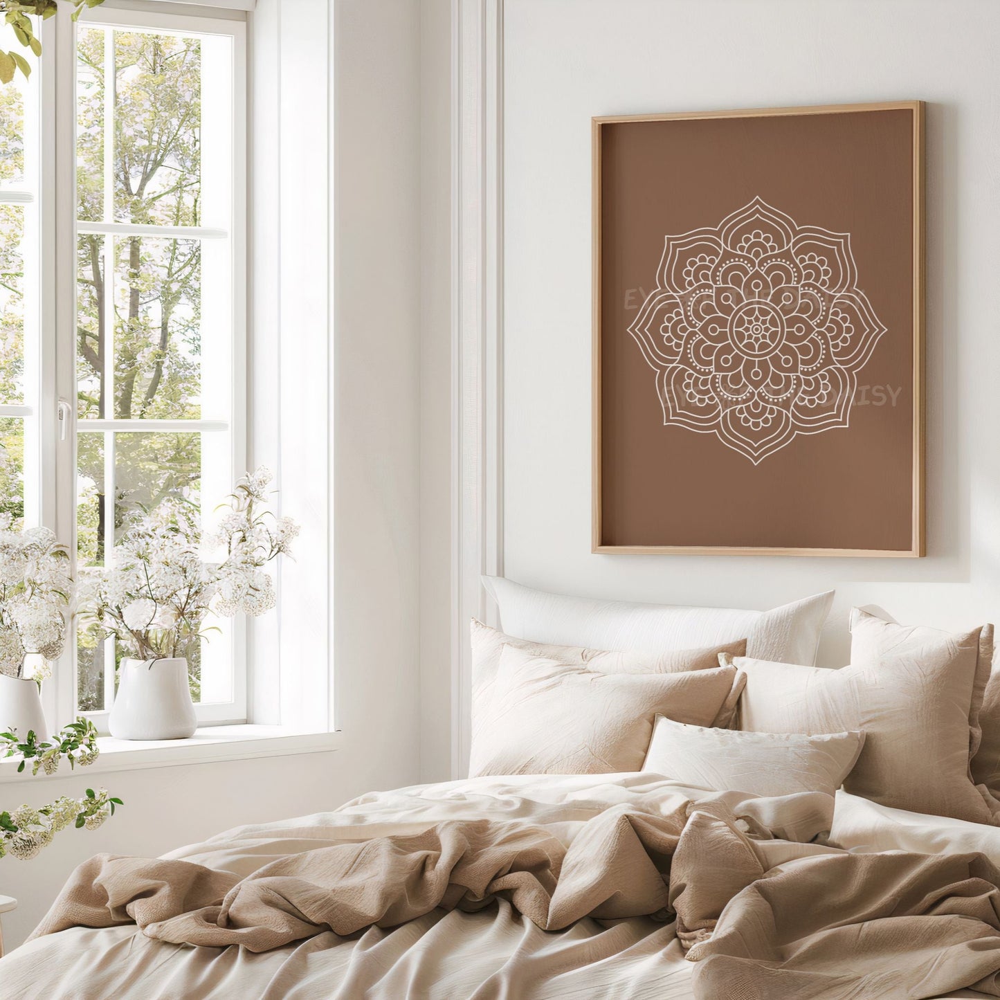 Rust and beige Zen line drawings, printable posters for calming bedroom decor, instant download minimalist wall art set