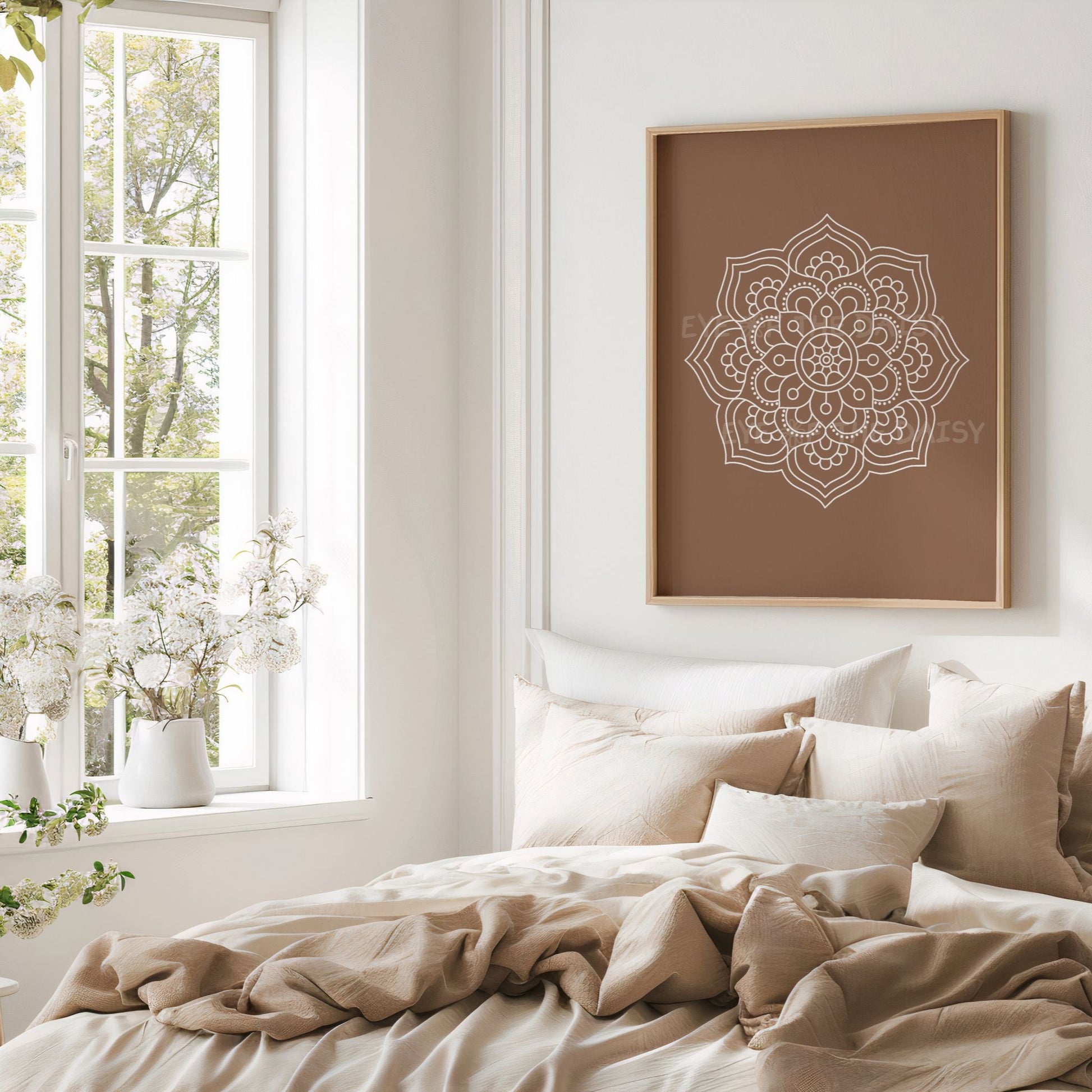 Rust and beige Zen line drawings, printable posters for calming bedroom decor, instant download minimalist wall art set