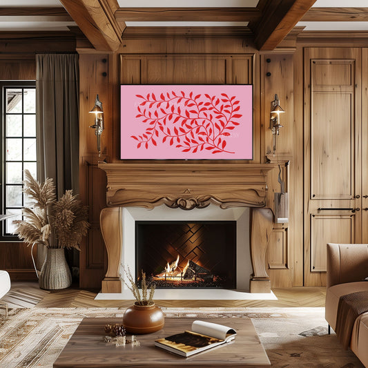 Pink Red Abstract Leaf 4K TV Art | Vibrant Maximalist Botanical Art for TV Screen