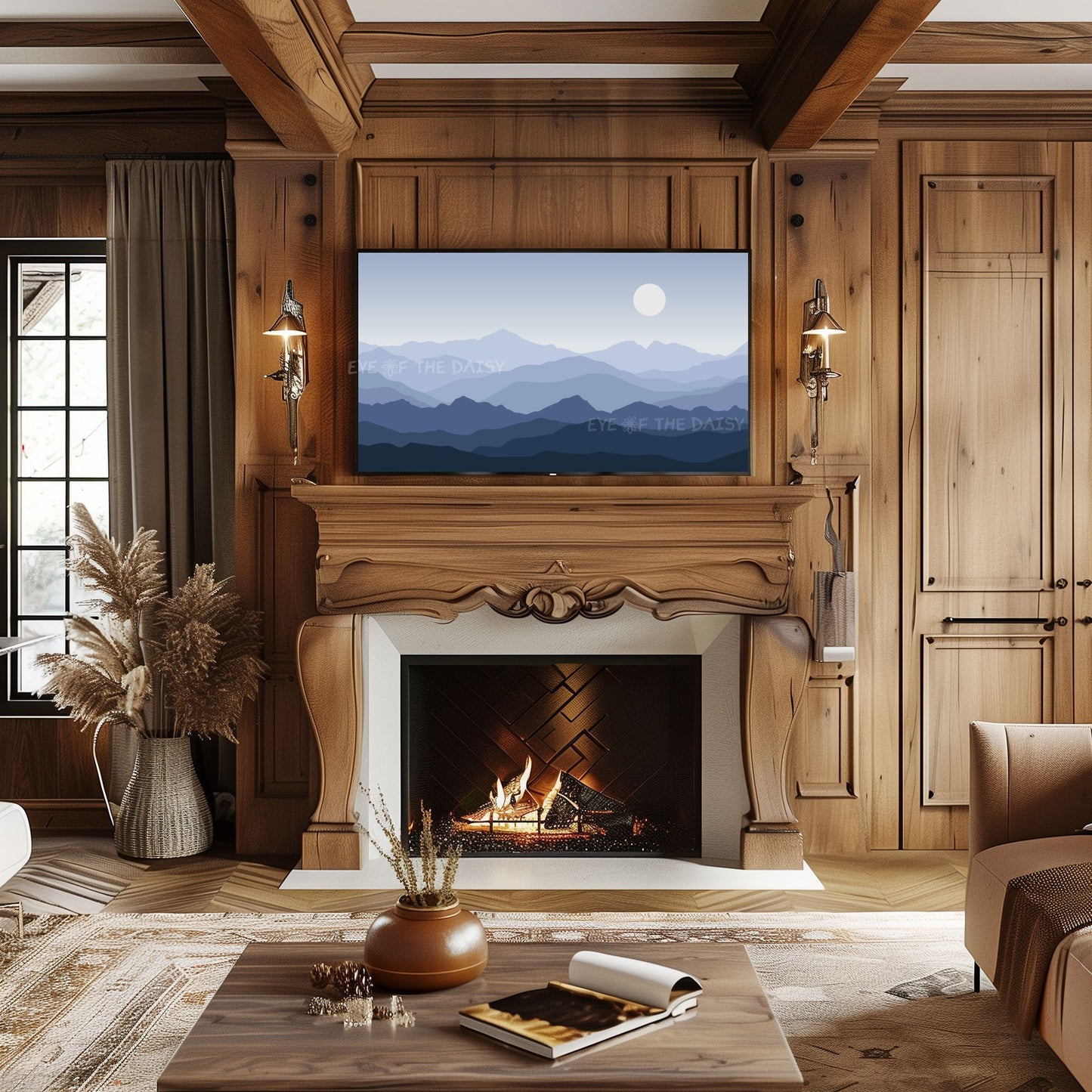 Blue Grey Tone Abstract Mountains 4K TV Art | Calming Minimal Landscape TV Art 4K