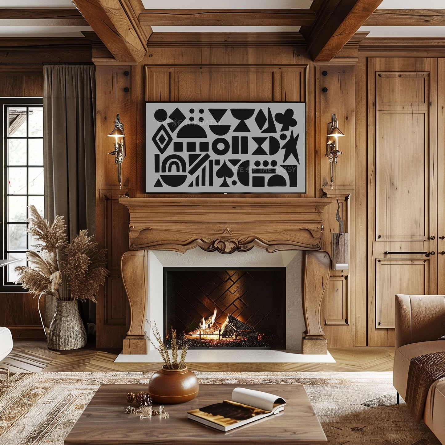 Black Grey Mid Century Modern Shapes 4K TV Art | Contemporary Abstract TV Art 4K