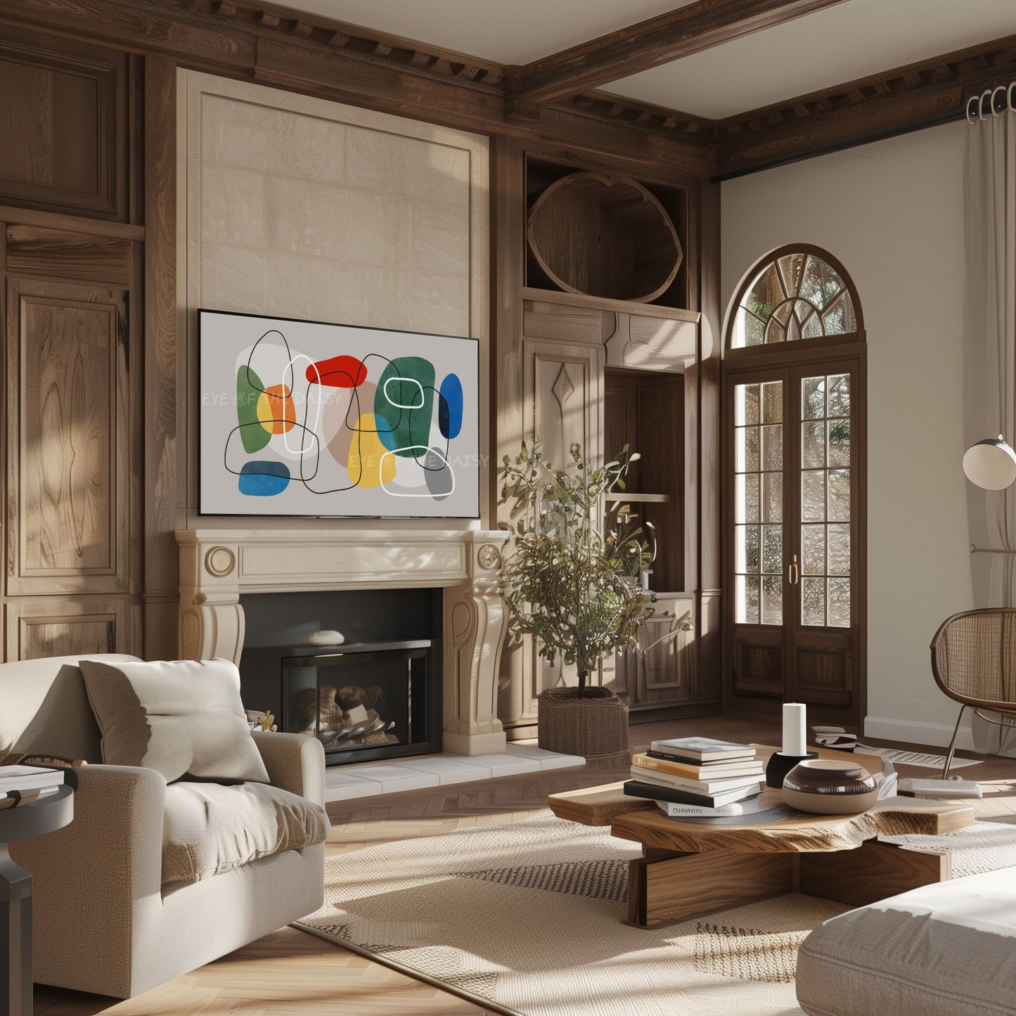 Green Red Blue Yellow Grey Abstract 4K TV Art | Primary Colours Mid Century Modern TV Art