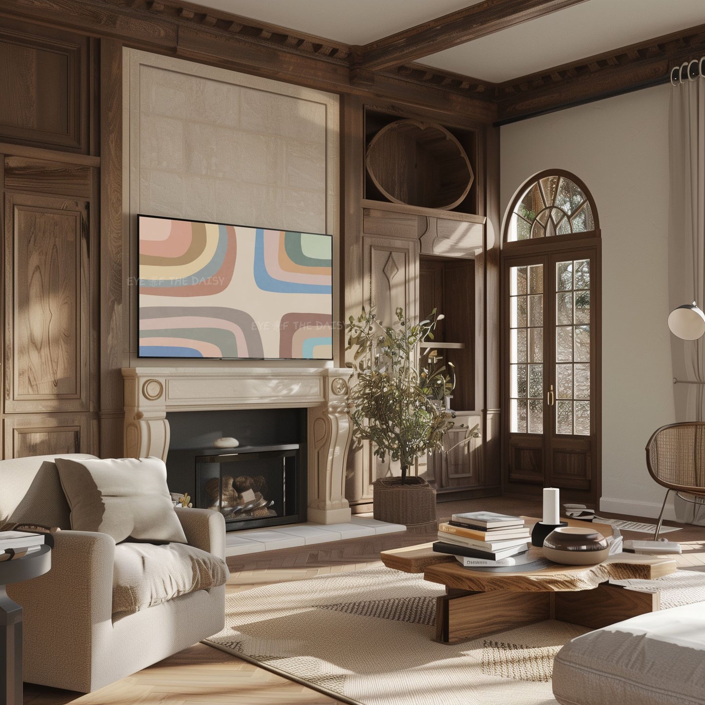 Neutral Boho Retro 4K TV Art |  Earth Tone Mid Century Modern 4K Art for TV Screen