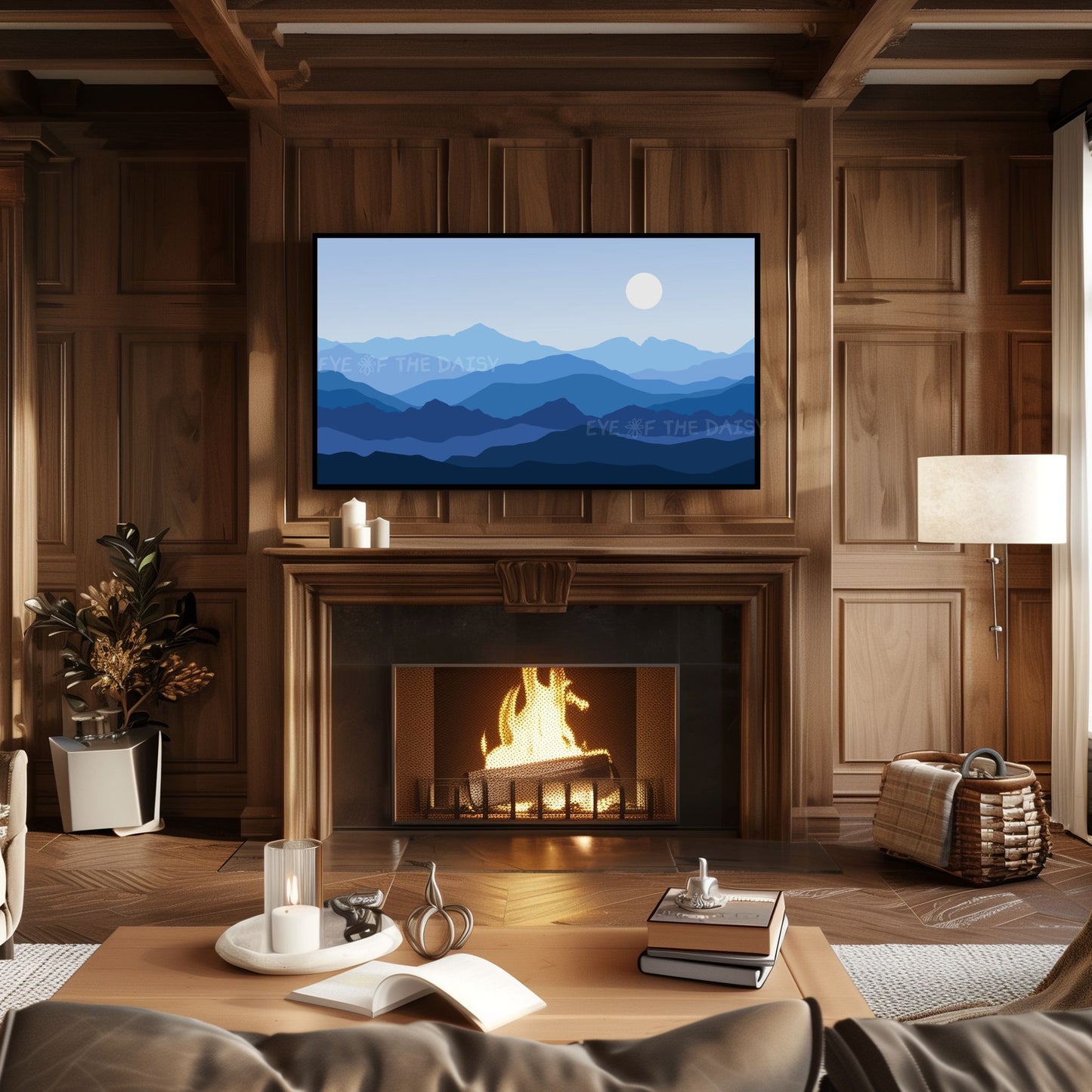 Blue Abstract Mountains 4K TV Art | Minimal Landscape Art for TV Screen