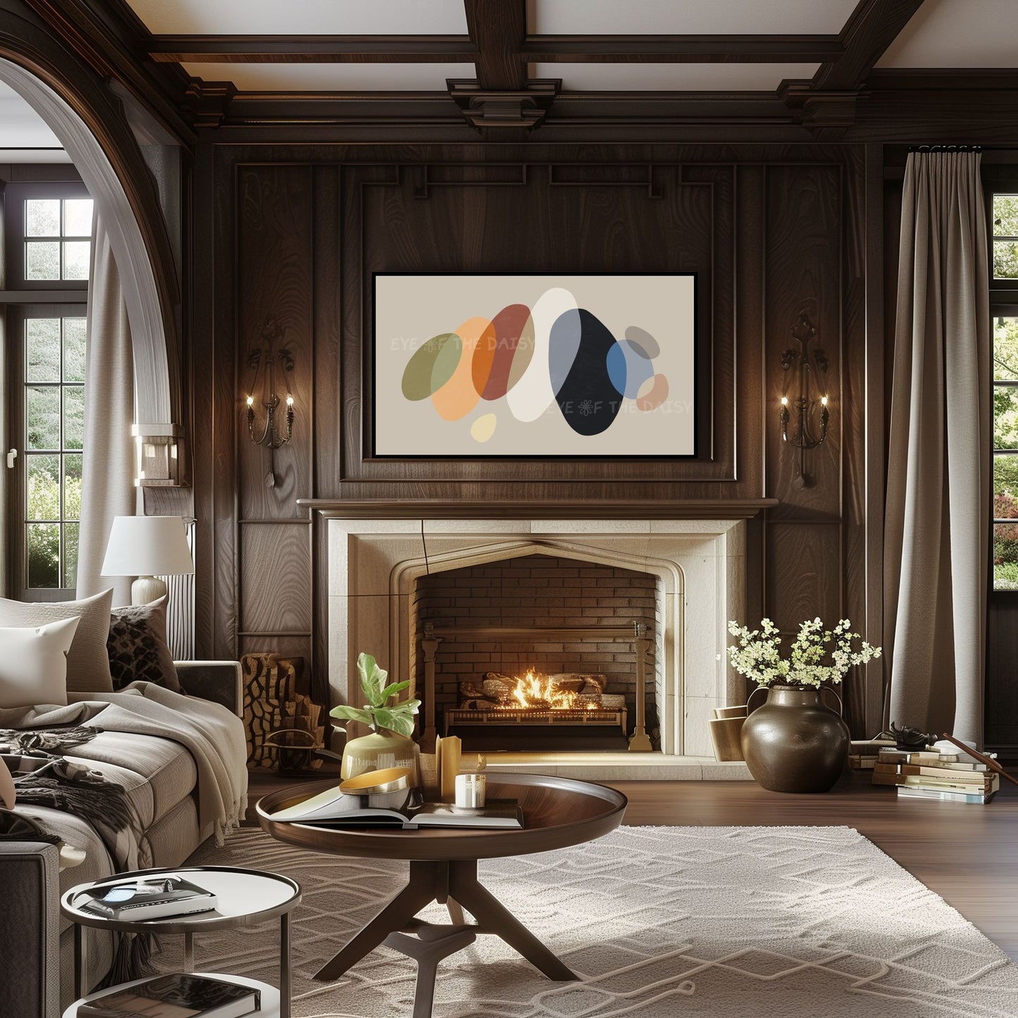 Mid Century Modern Abstract 4K TV Art | Earth Tone Organic Shapes Art for TV Screen