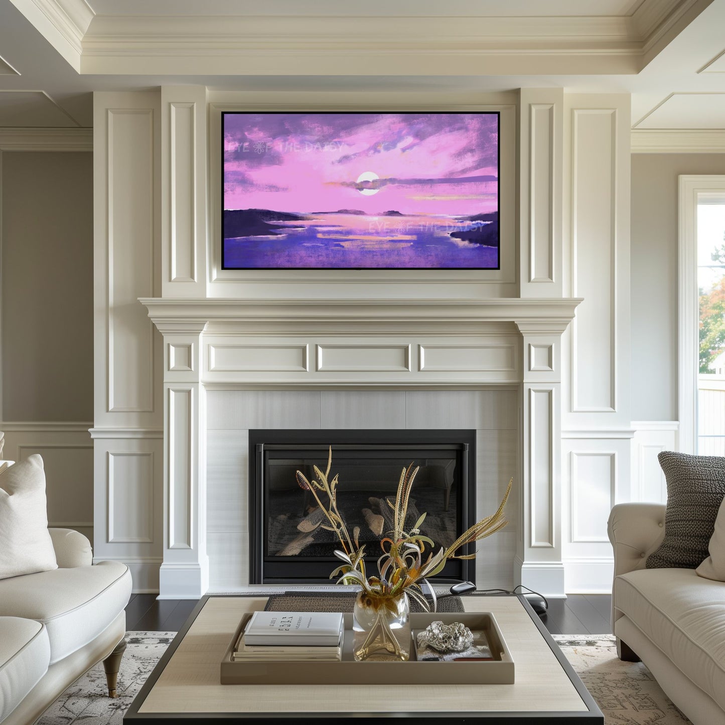 Pink Purple Abstract Landscape 4K TV Art | Coastal Seascape Digital Painting TV Art