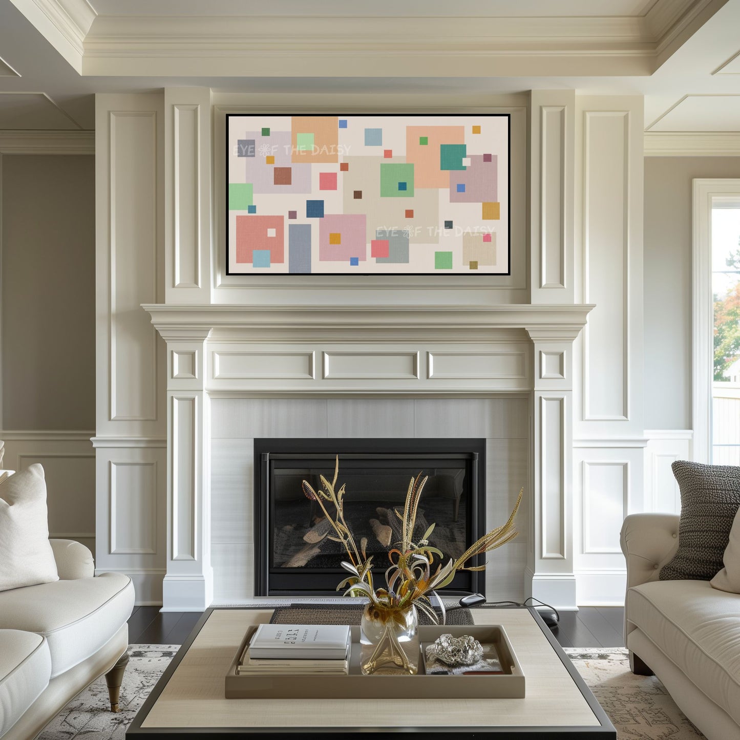 Pastel Colourful Squares Abstract 4K TV Art | Minimal Mid Century Modern Art for TV Screen