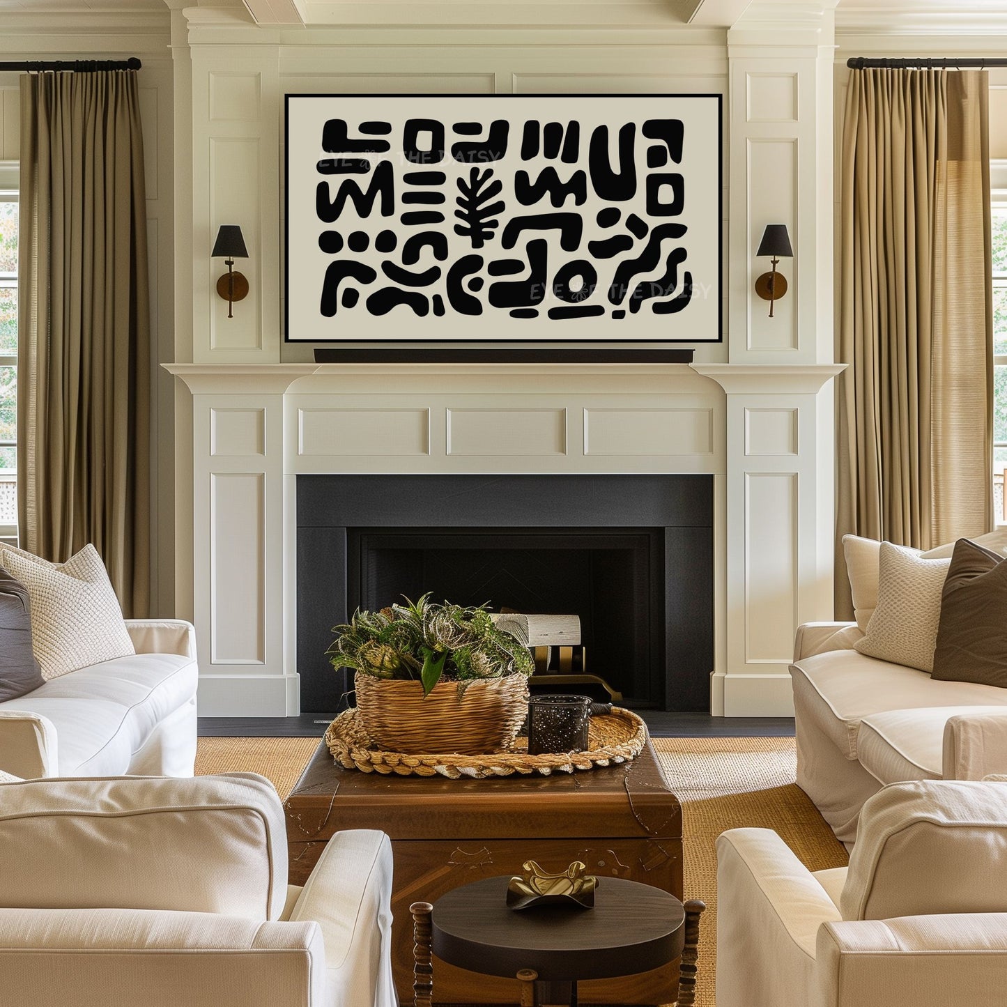 Black Abstract Shapes 4K TV Art | Neutral Modern Cut-Outs TV Artwork 4K