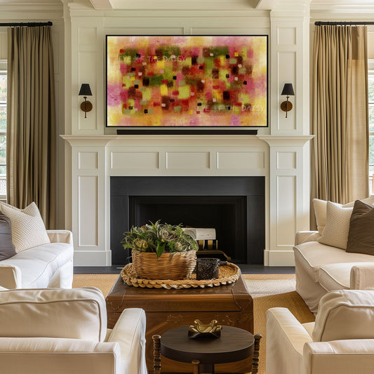 Maroon Mustard Olive Green Abstract Expressionist 4K TV Art | Earth Tone Contemporary Art