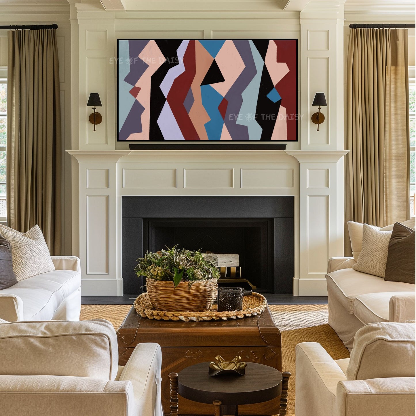 Mid Century Modern TV Art 4K | Neutral Tone Bauhaus Artwork for TV Screen 4K