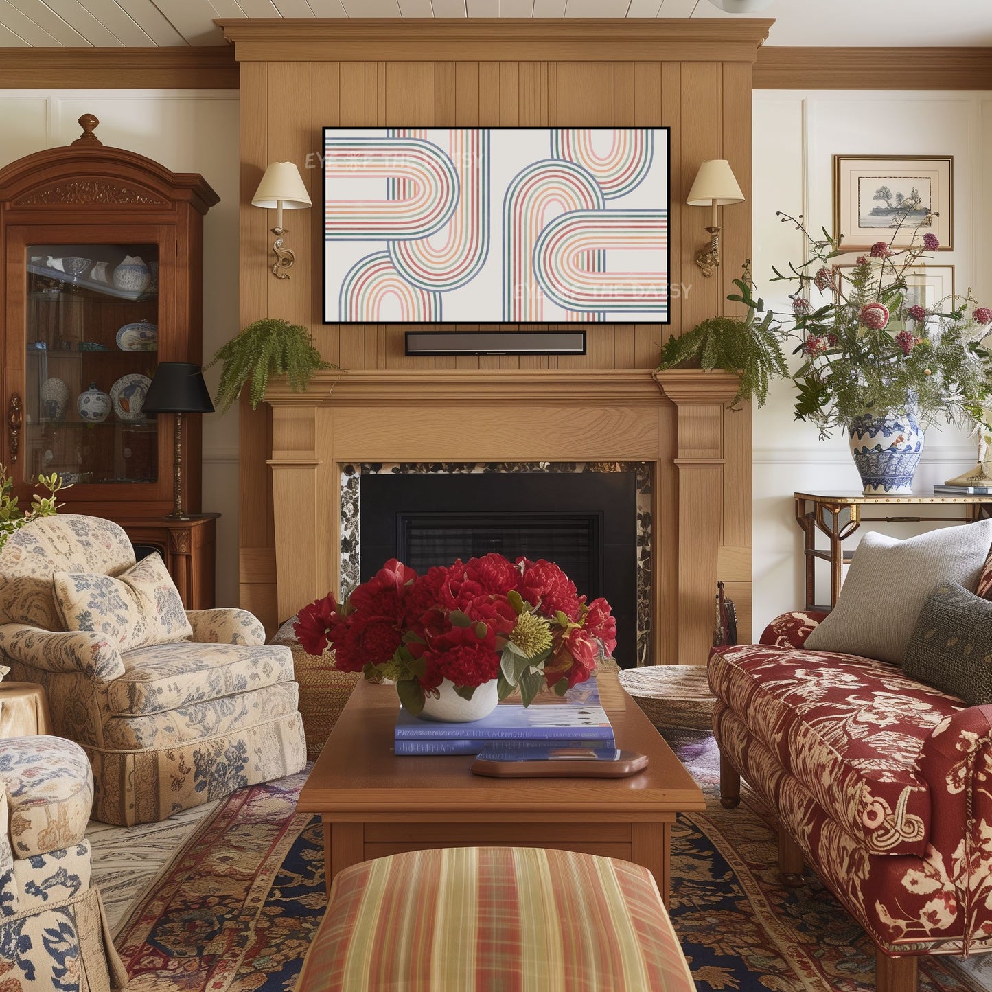 Mid Century Modern Arches 4K TV Art | Muted Colour Rainbow Art for TV Screen 4K