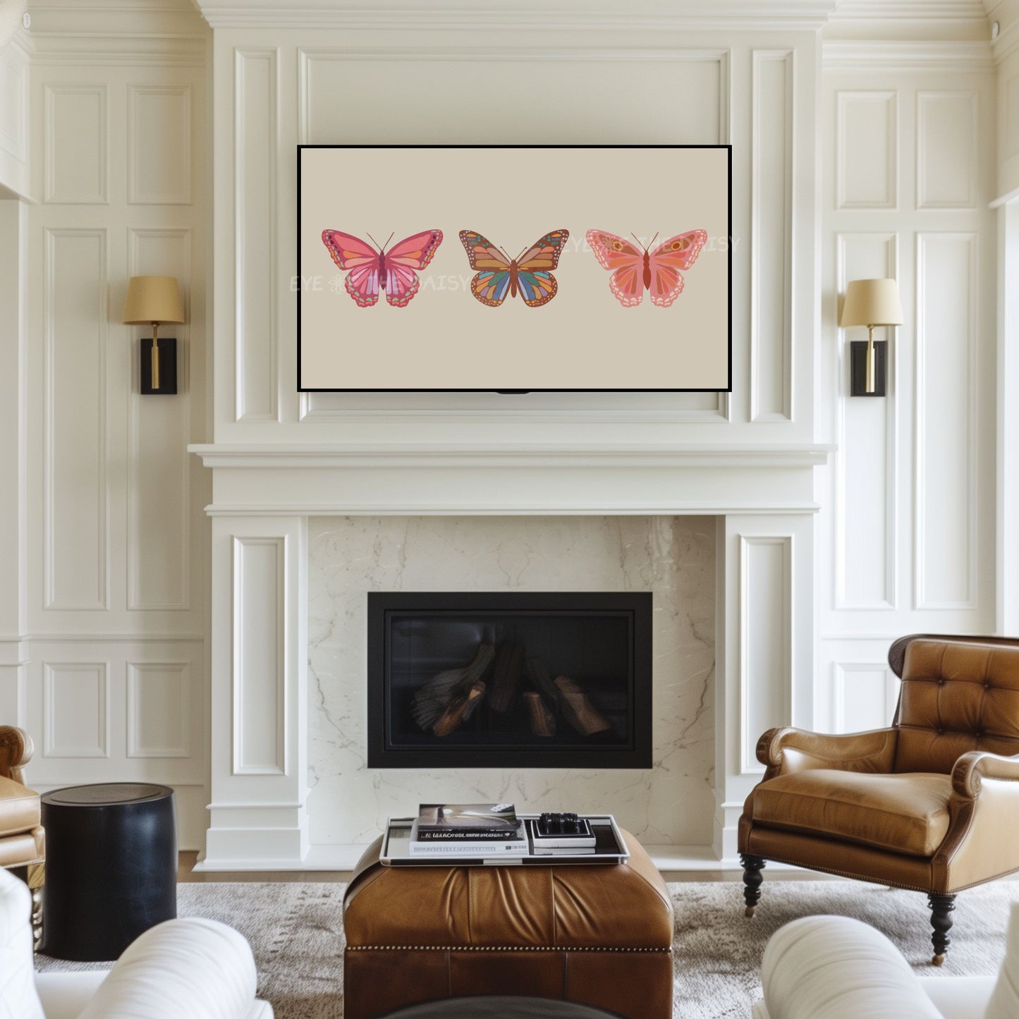 Boho Butterfly 4K TV Art | Neutral Tone Abstract Abstract Butterflies 4K Art for TV Screen