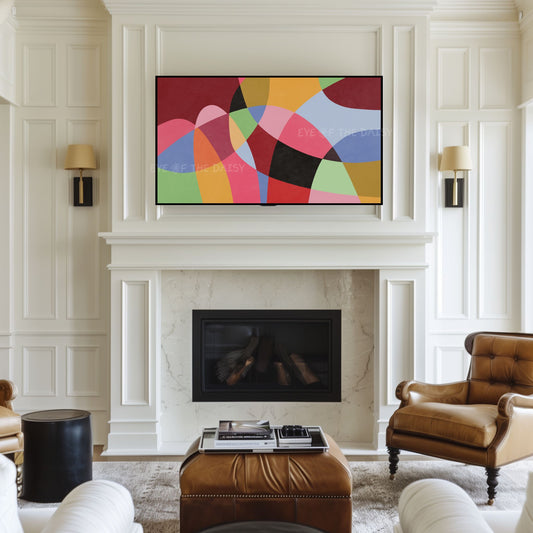 Colourful Contemporary Abstract 4K TV Art | Vibrant Mid Century Modern Geometric TV Art