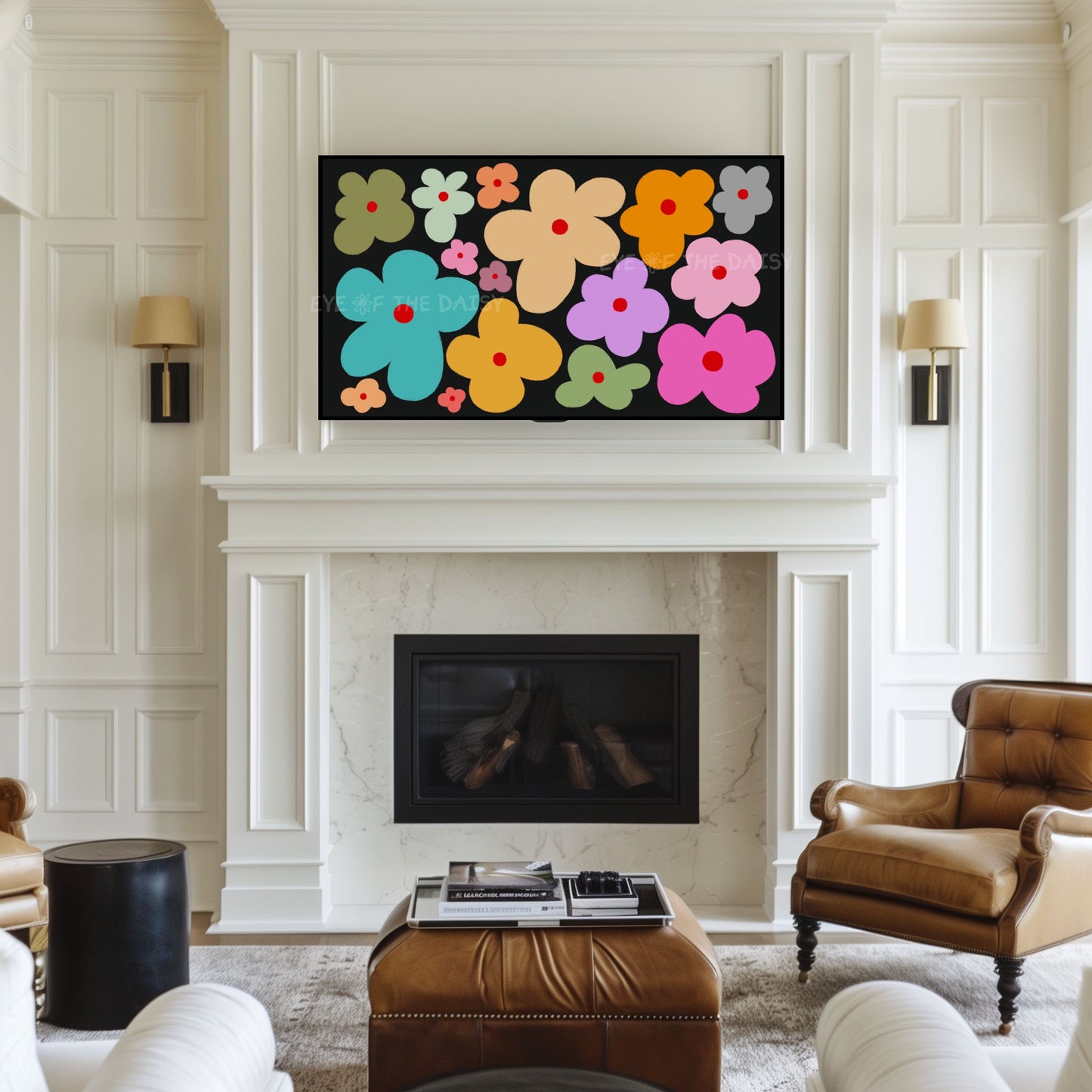 Colourful Retro Flowers 4K TV Art | Trendy Vibrant Botanical 4K Art for TV Screen