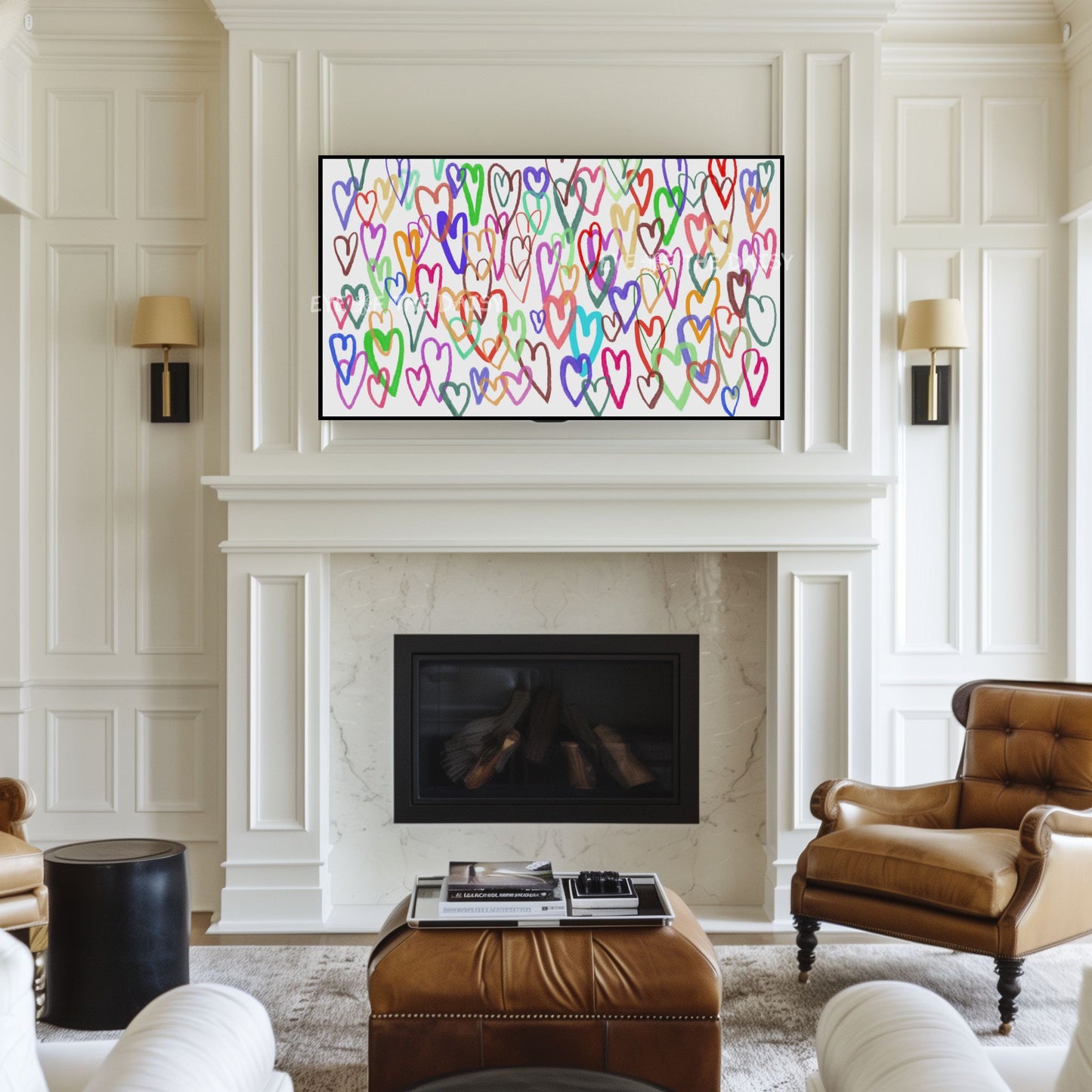 Graffiti Hearts Contemporary 4K TV Art | Colourful Abstract Hearts Digital Painting TV Art