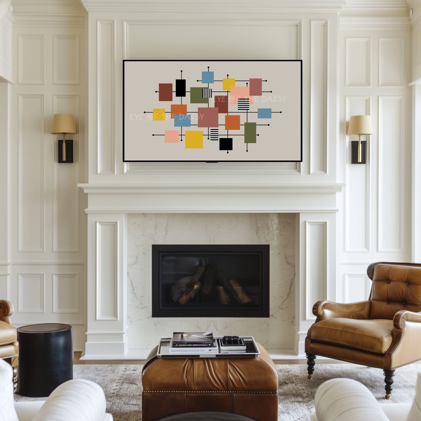 Mid Century Modern Squares 4K TV Art | Colourful Geometric Abstract TV Art 4K