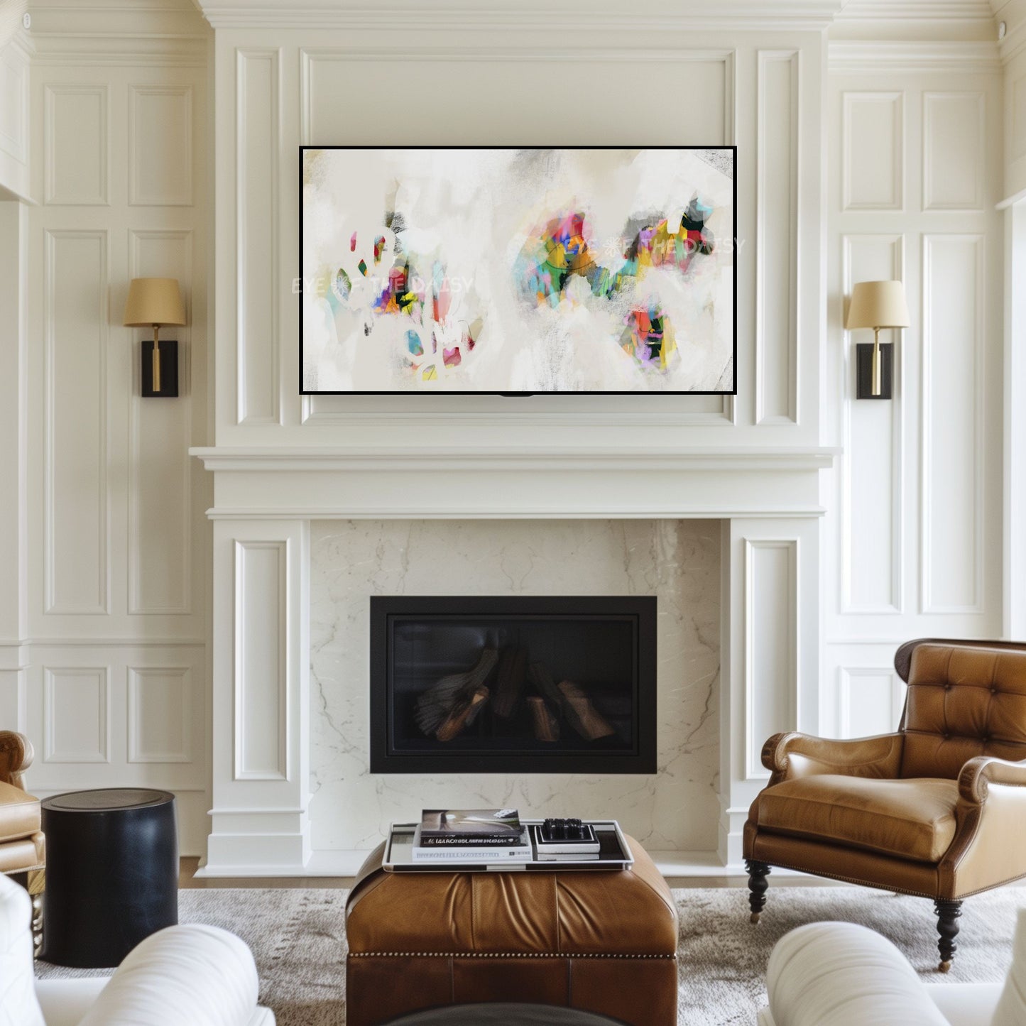 Neutral & Colourful Abstract Expressionist 4K TV Art | Contemporary Digital Painting TV Art