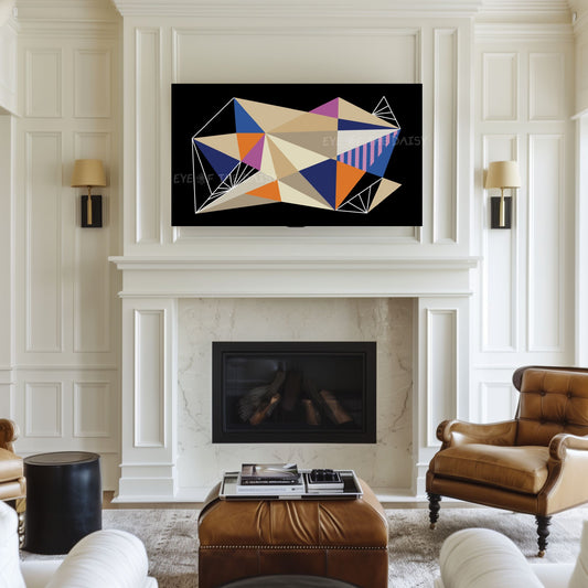 Black Orange Purple Blue Contemporary Abstract 4K TV Art | Mid Century Modern TV Art 4K