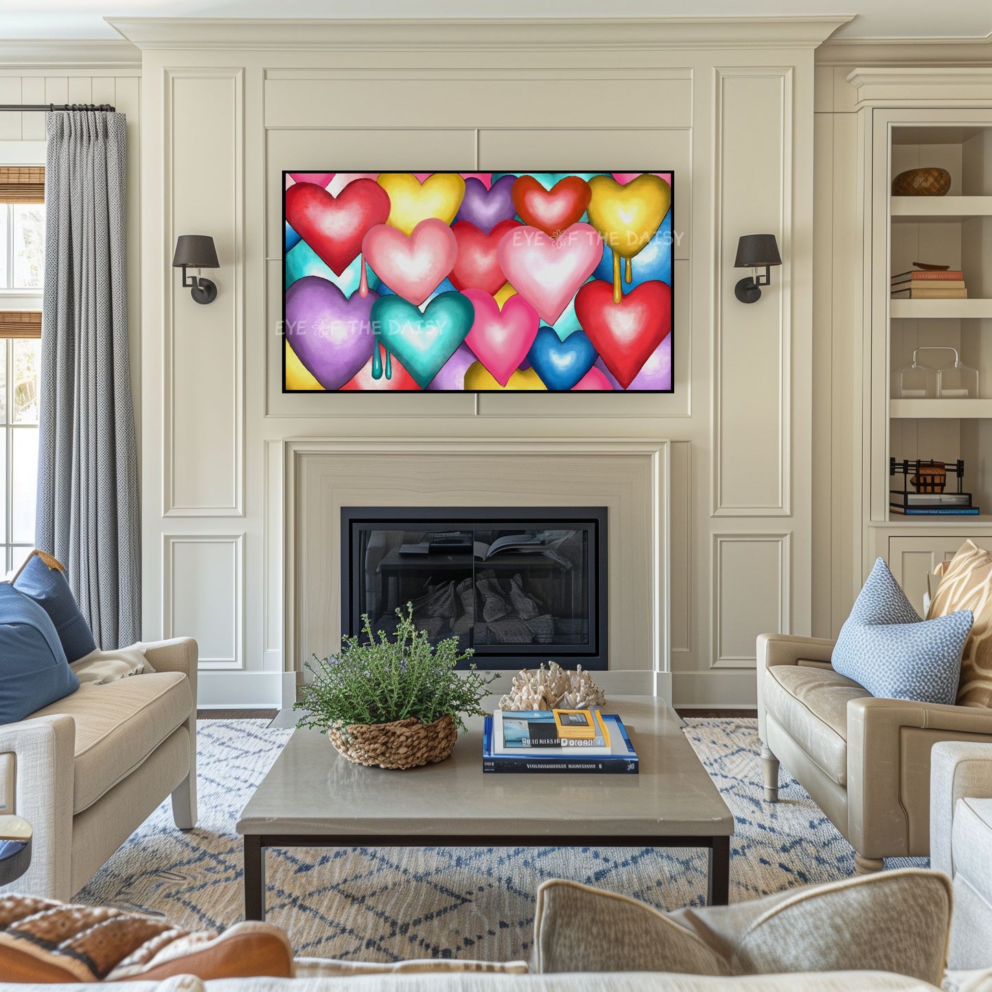 Colourful Valentine hearts Frame TV art screensaver digital download