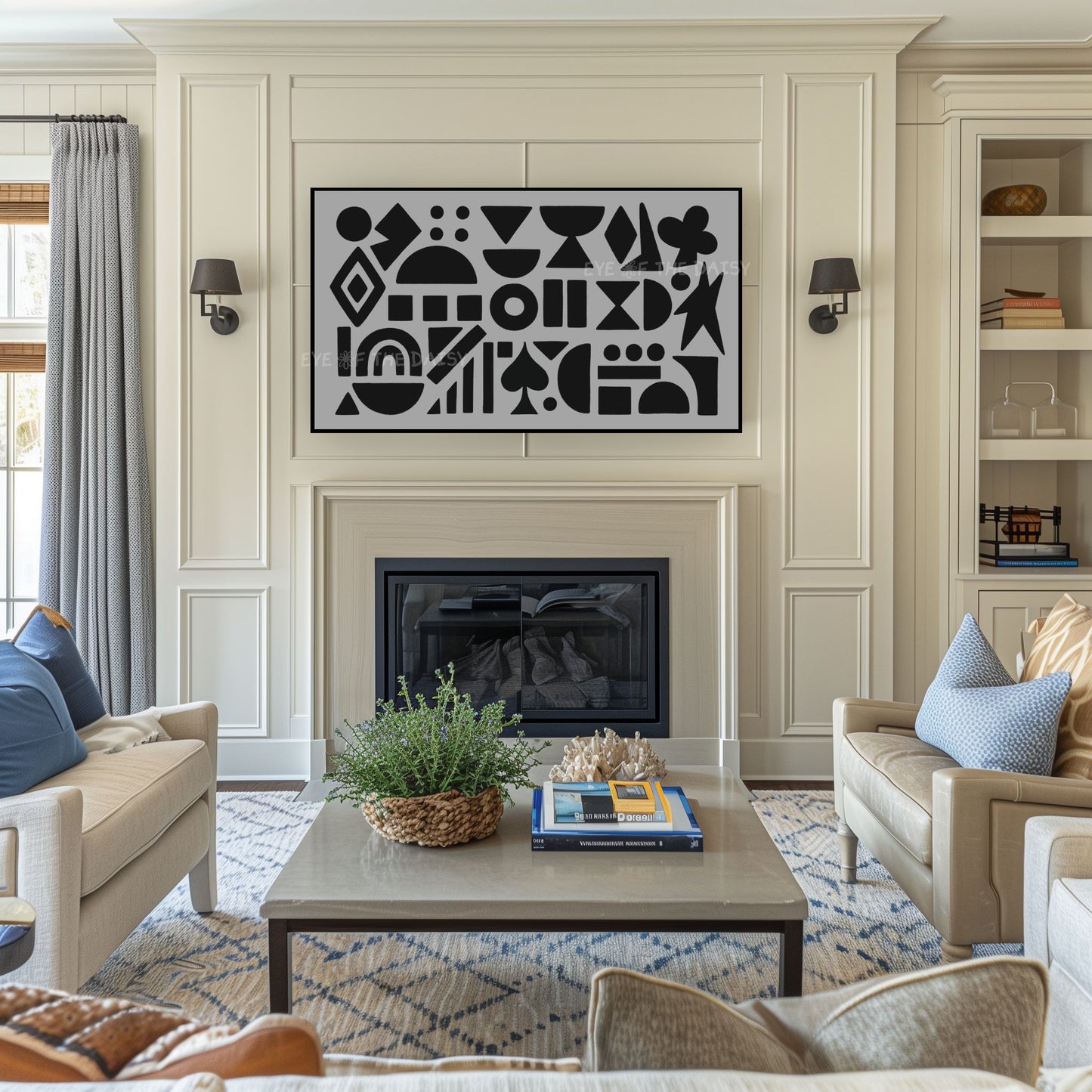 Black Grey Mid Century Modern Shapes 4K TV Art | Contemporary Abstract TV Art 4K