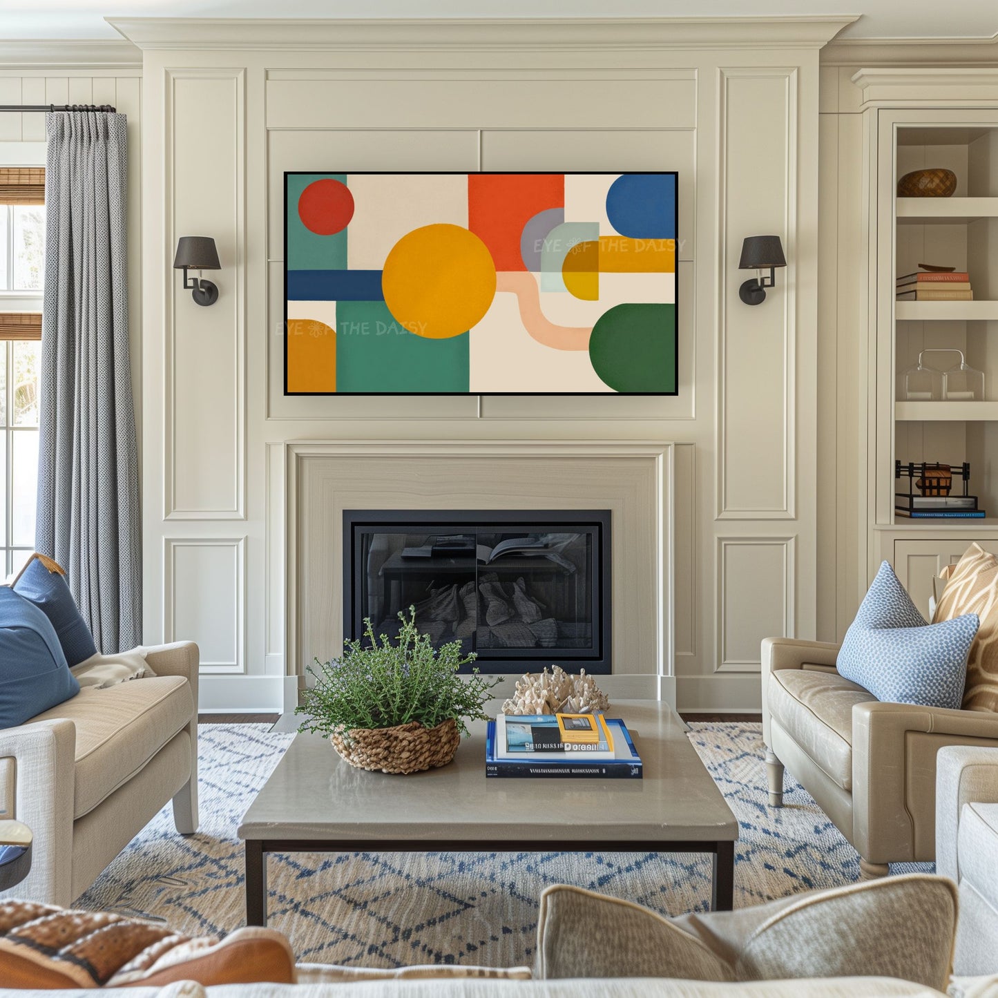 Red Mustard Green Blue Mid Century Modern TV Art 4K | Contemporary Abstract 4K TV Art