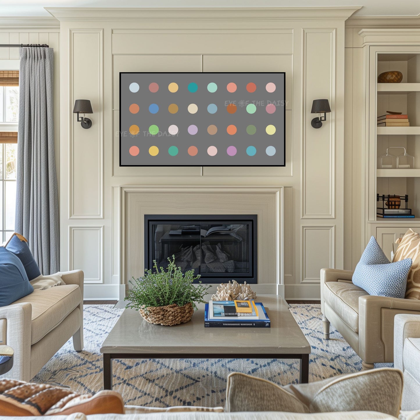 Grey Pastel Coloured Dots Abstract 4K TV Art | Minimal Contemporary Art for TV Screen