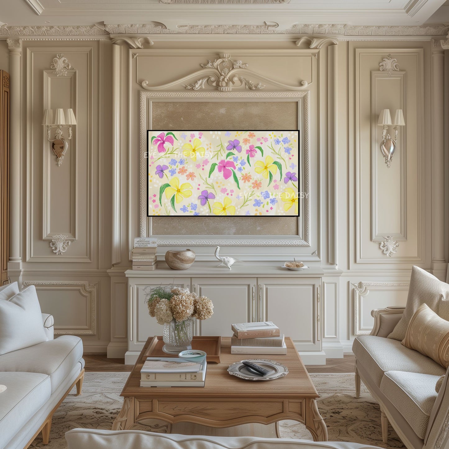 Pastel Abstract Floral 4K TV Art | Colourful Pastel Spring Flowers 4K Art for TV screen