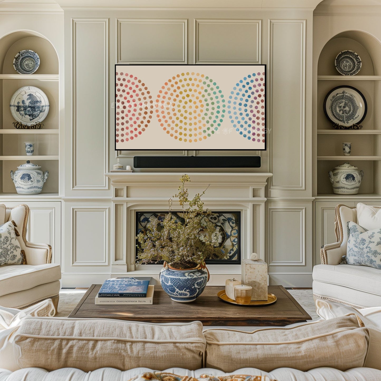 Multicoloured Watercolour Dots 4K TV Art | Boho Intuitive Art for TV Screen 4K