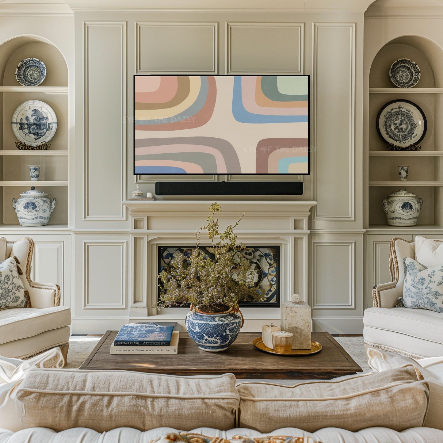 Neutral Boho Retro 4K TV Art |  Earth Tone Mid Century Modern 4K Art for TV Screen