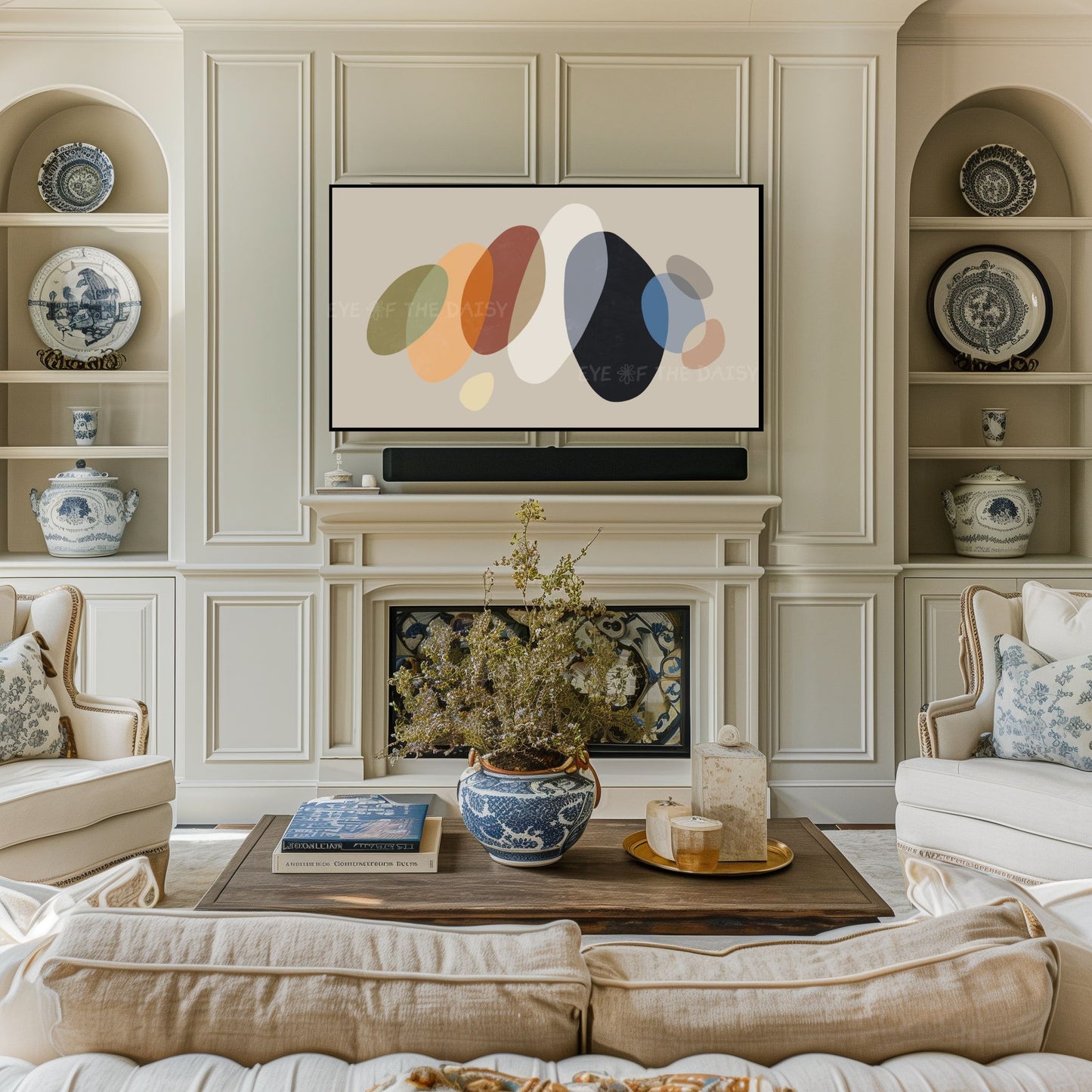 Mid Century Modern Abstract 4K TV Art | Earth Tone Organic Shapes Art for TV Screen