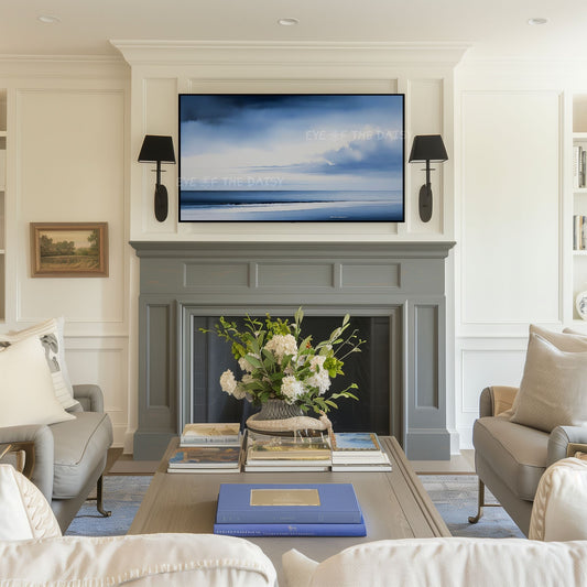 Blue Tone Watercolour Seascape 4K TV Art | Minimal Sea Coastal Landscape TV Art 4K