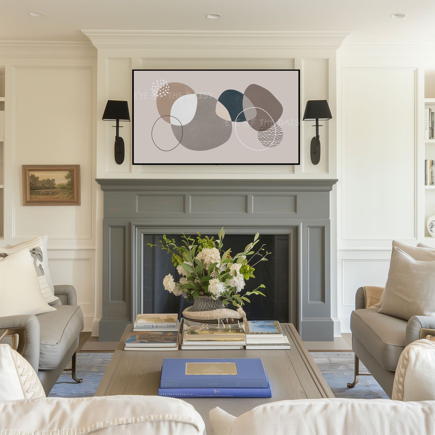 Grey Modern Abstract 4K TV Art | Contemporary Organic Shapes Art for TV Screen