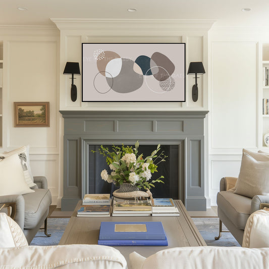 Grey Modern Abstract 4K TV Art | Contemporary Organic Shapes Art for TV Screen